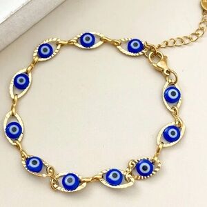 evil eye blue 18k gold bracelet
